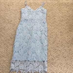 Baby blue lace cocktail dress